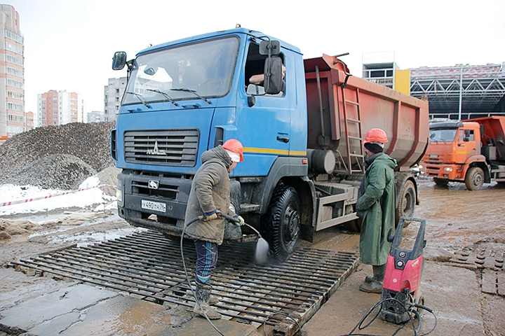 Установка пункта мойки колес